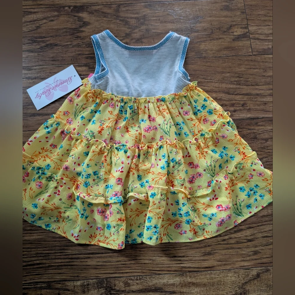 $ 💥3/$24‎ Bonnie Baby Striped Dress with Pink and Yellow Accents